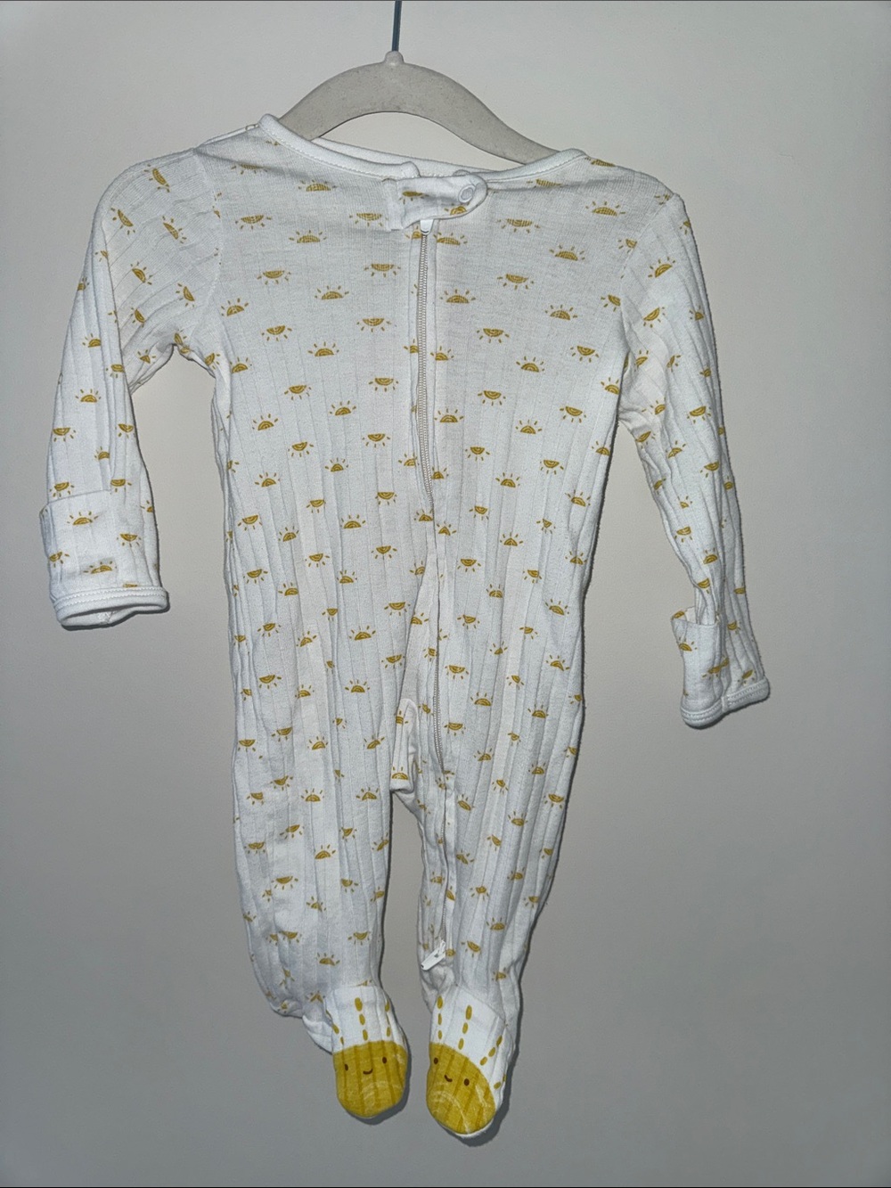 Carter's White Footed Pajamas with Yellow Sun Print